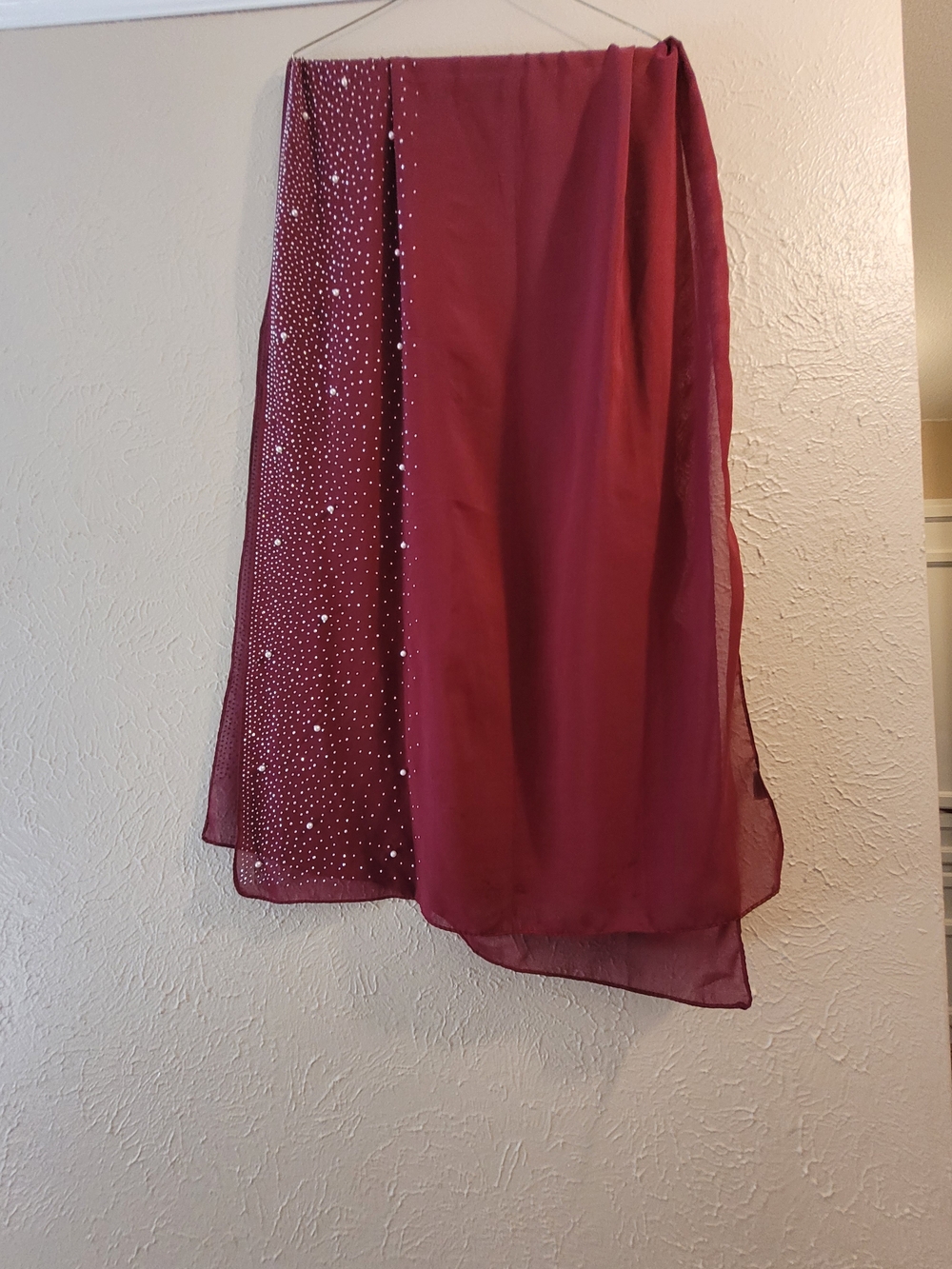 Jessica McClintock Burgundy Chiffon Scarf with Sparkle Trim